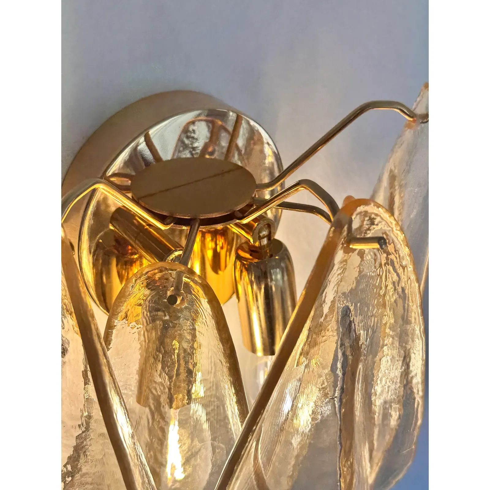 Contemporary Amber “Rondini” Murano Glass Gold Wall Sconce Lot Of 8 photo buy