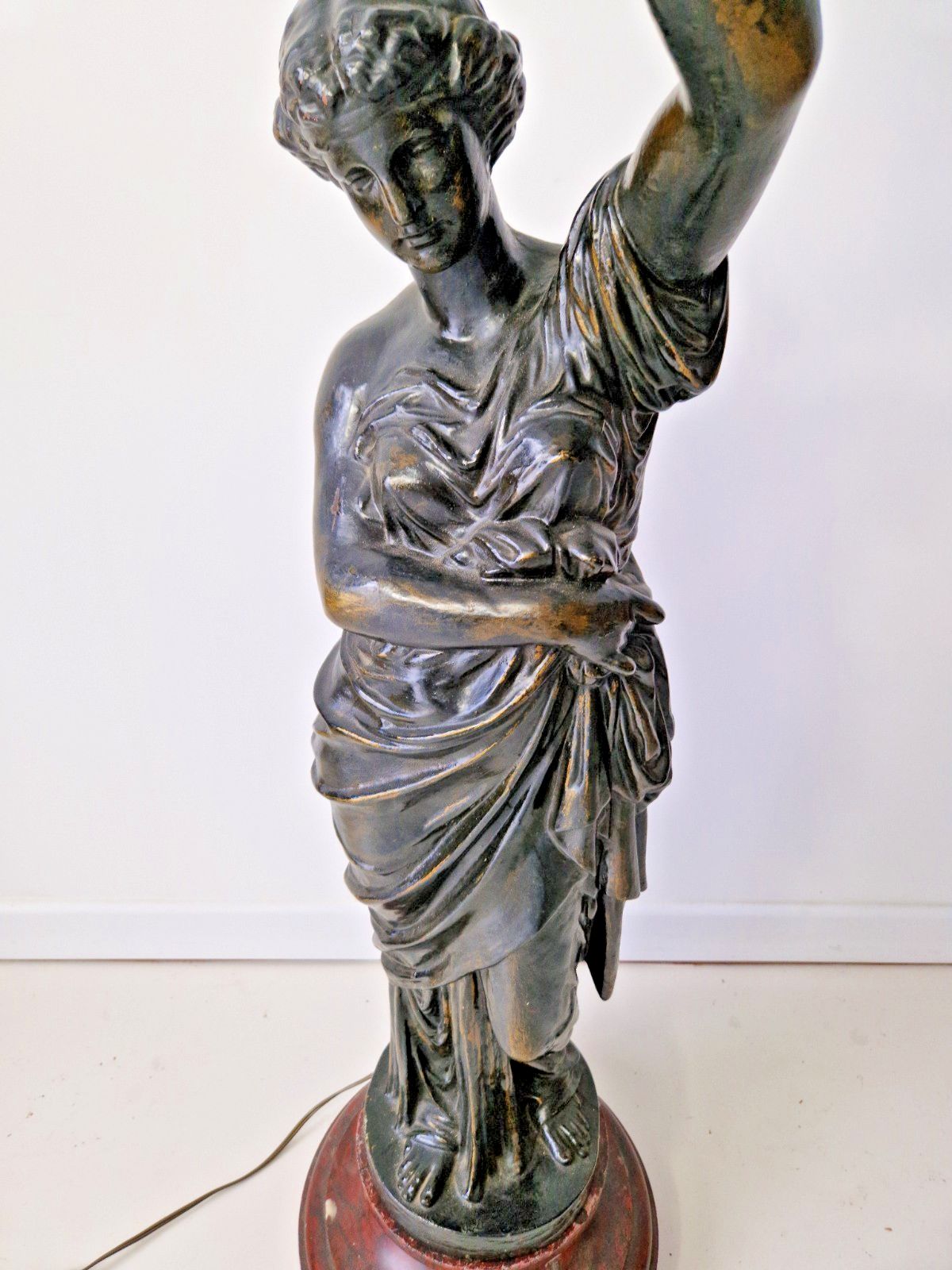Antique Large French Liberty Table Or Floor Lamp 19th Century 120cm Marble Base photo for sale