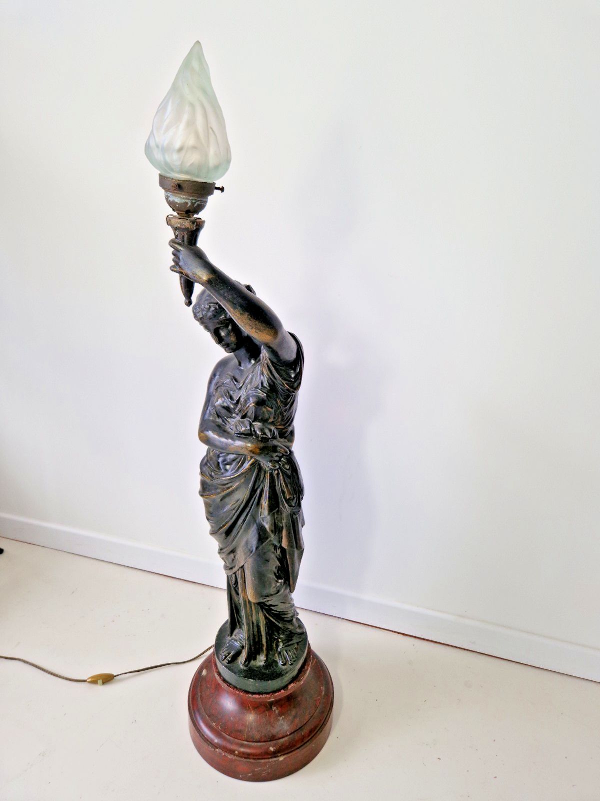 Antique Large French Liberty Table Or Floor Lamp 19th Century 120cm Marble Base photo vinterior