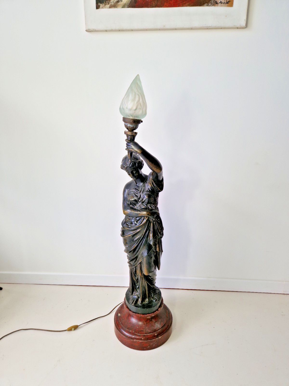 photo furniture Antique Large French Liberty Table Or Floor Lamp 19th Century 120cm Marble Base