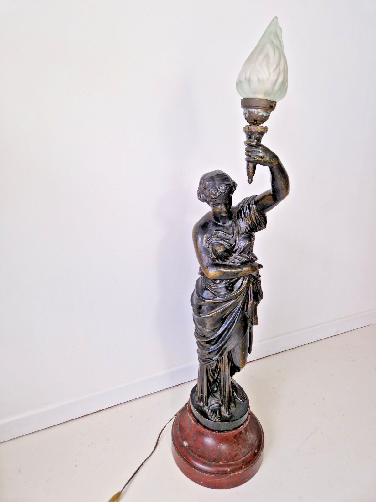 Lighting Antique Large French Liberty Table Or Floor Lamp 19th Century 120cm Marble Base photo