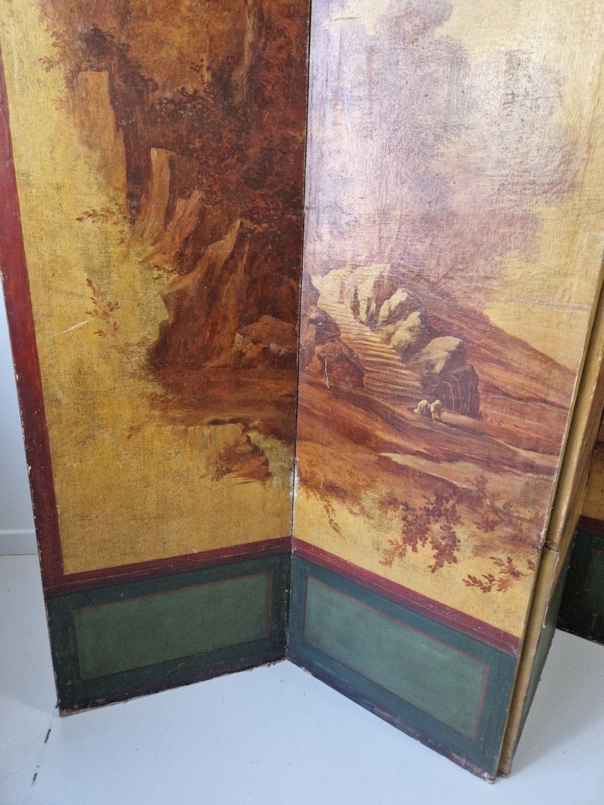 Antique French 4 Panel Hand Painted Room Divider Screen 19th Century photo 995.0
