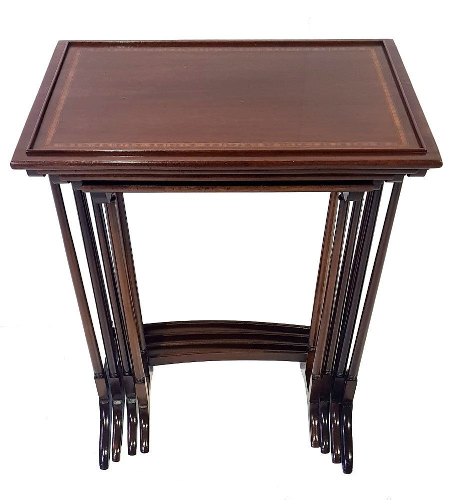 Good Quality Fully Restored Nest Of 4 Edwardian Inlaid Mahogany Tables photo furniture