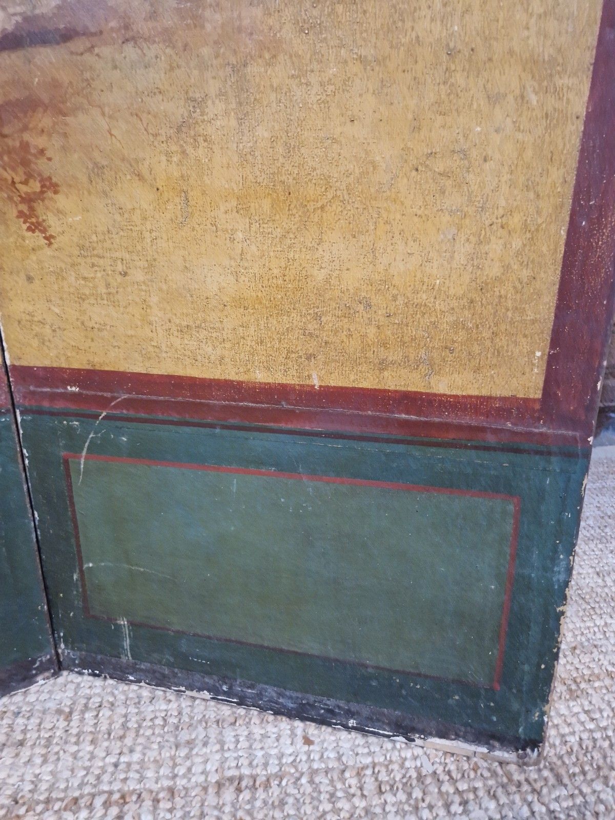 Antique French 4 Panel Hand Painted Room Divider Screen 19th Century photo vintage
