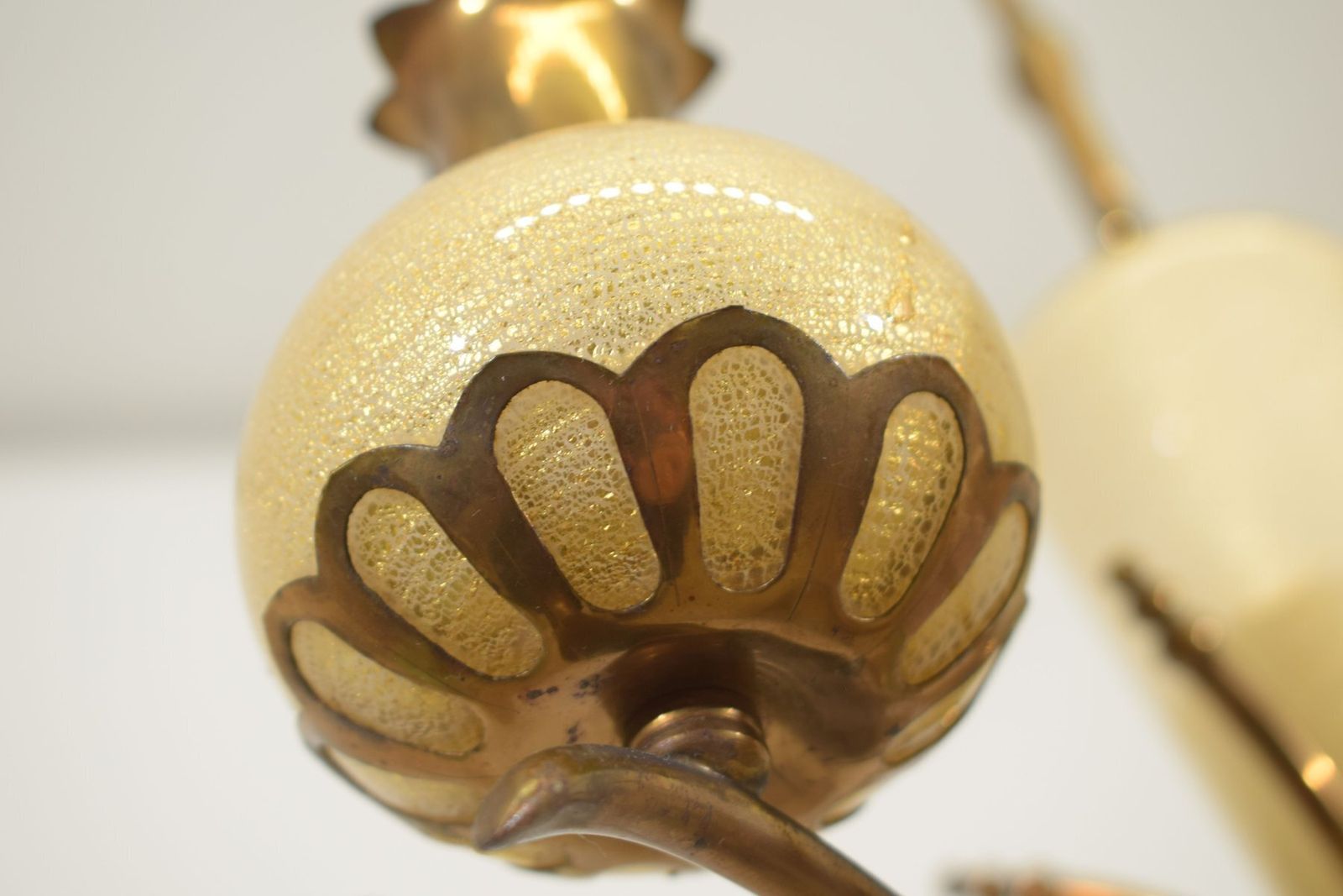 Murano Glass And Brass Chandelier From Barovier & Toso, 1950s photo for sale