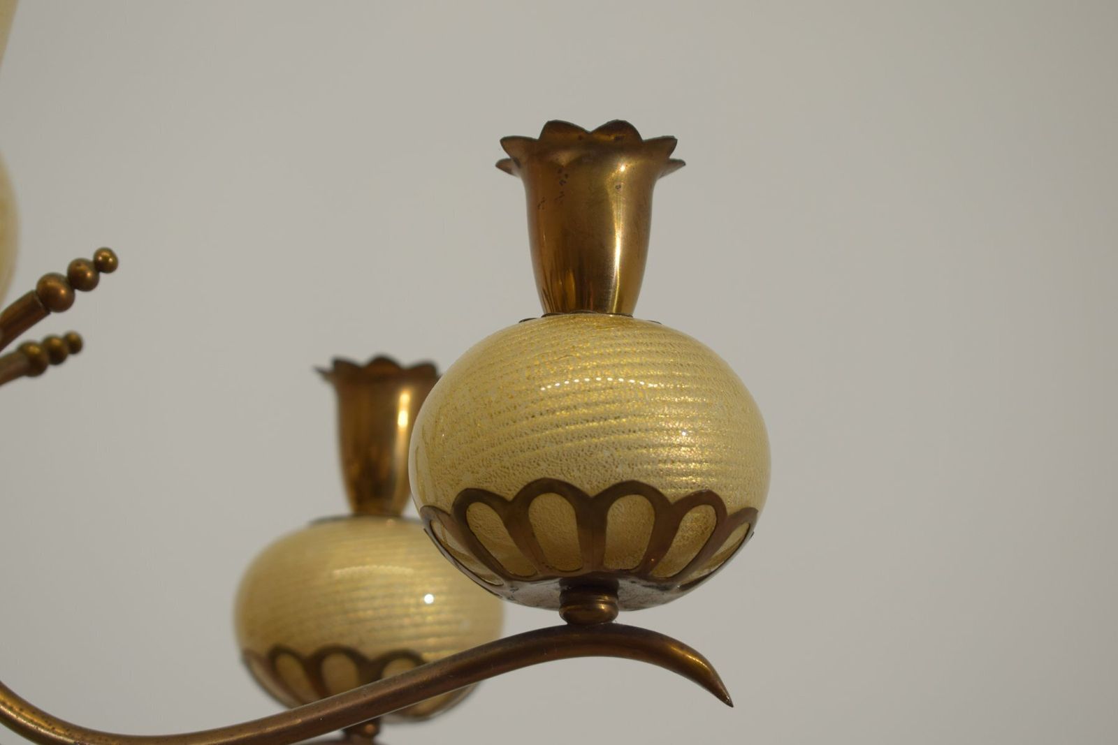 1248.0 Murano Glass And Brass Chandelier From Barovier & Toso, 1950s photo