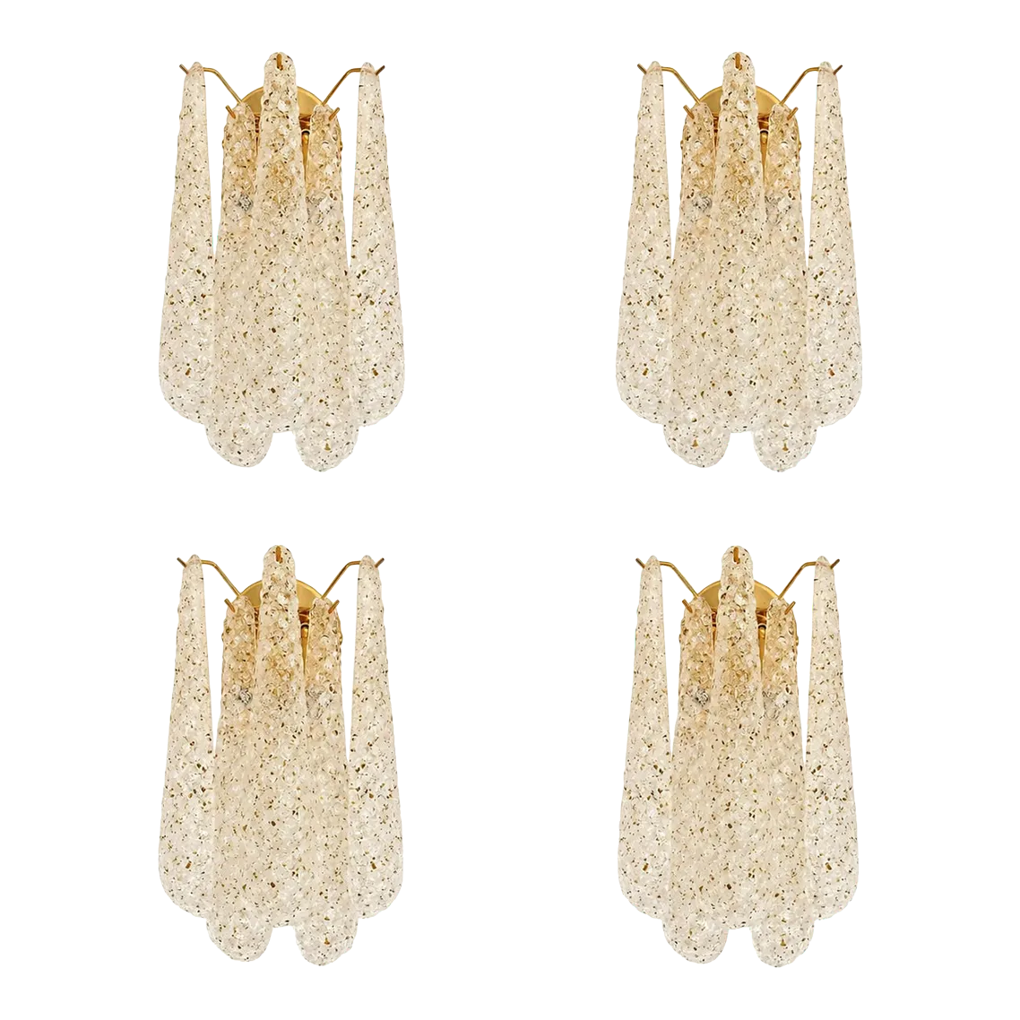 Contemporary Gold Murano Glass “Conchiglie” Wall Sconce Lot Of 4
