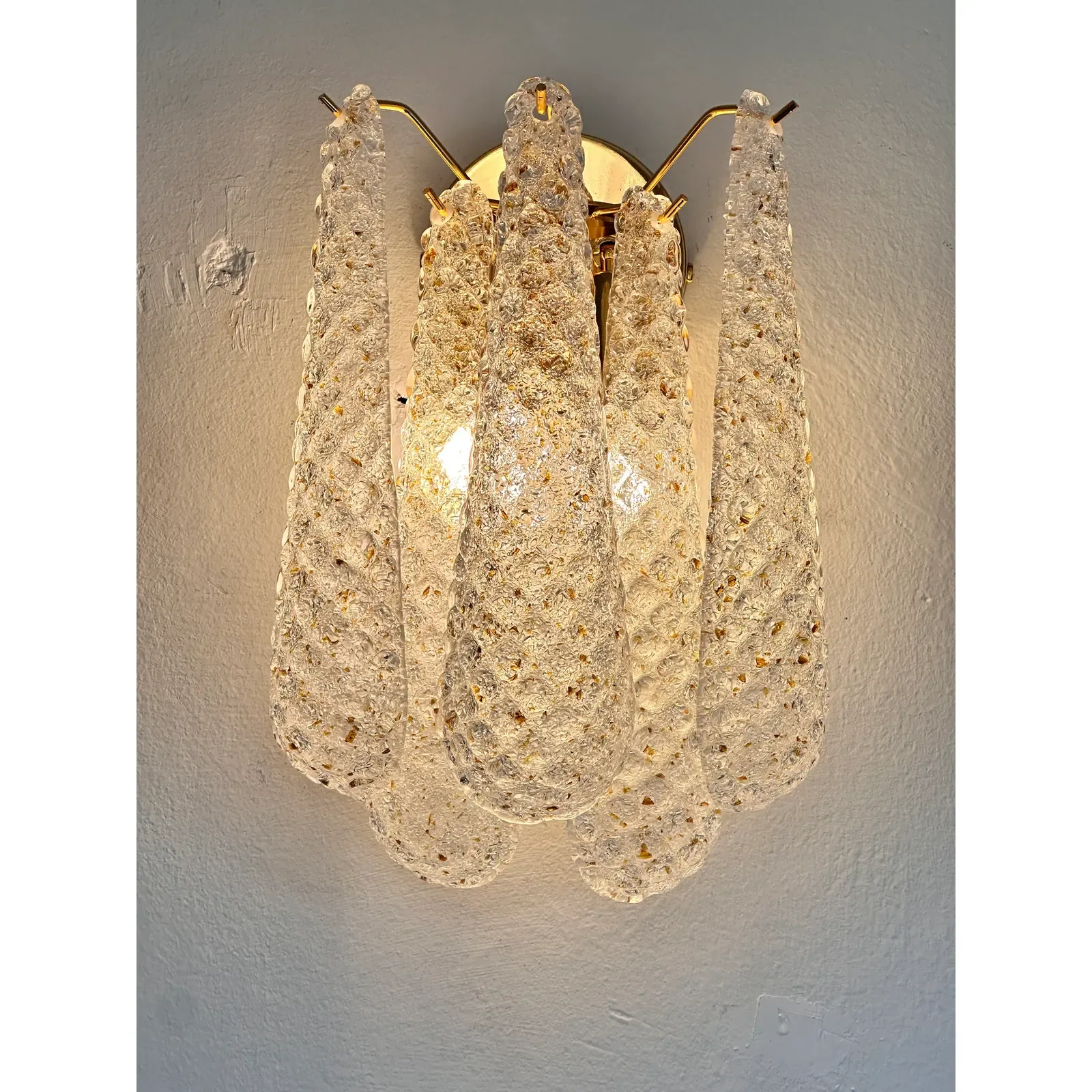 Contemporary Gold Murano Glass “Conchiglie” Wall Sconce Lot Of 4 photo vinterior
