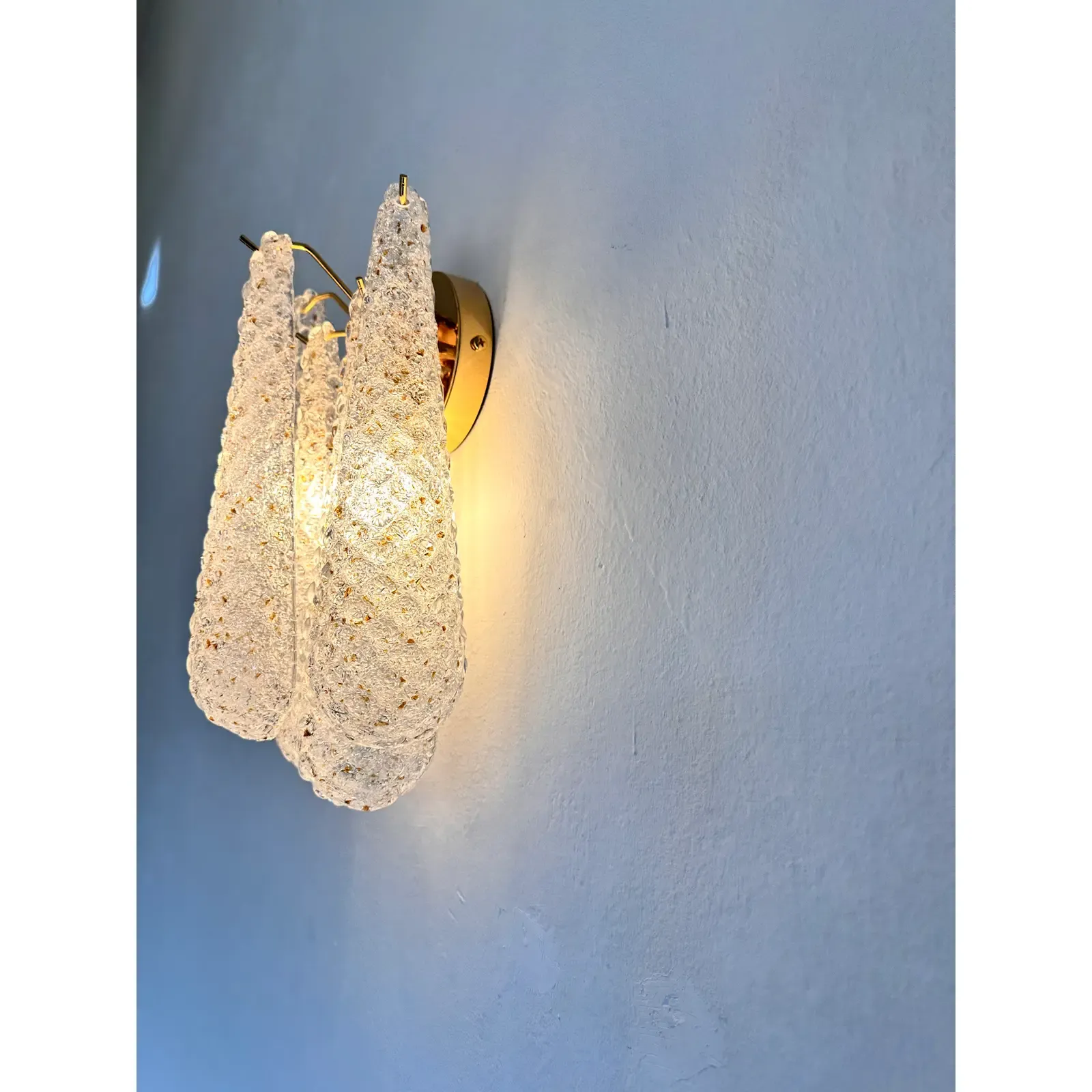 Contemporary Gold Murano Glass “Conchiglie” Wall Sconce Lot Of 4 photo vintage
