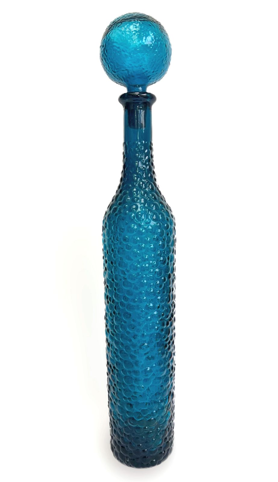 Mid Century Italian "Genie" Bottle In Blue Empoli Glass 1960s
