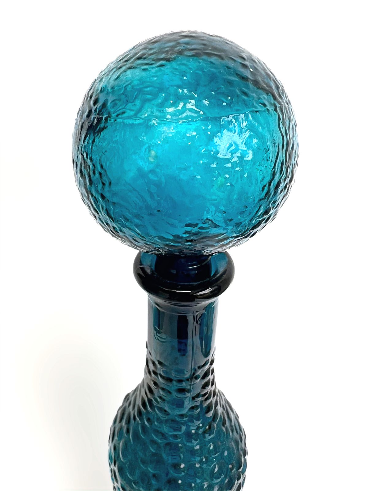 Mid Century Italian "Genie" Bottle In Blue Empoli Glass 1960s photo furniture