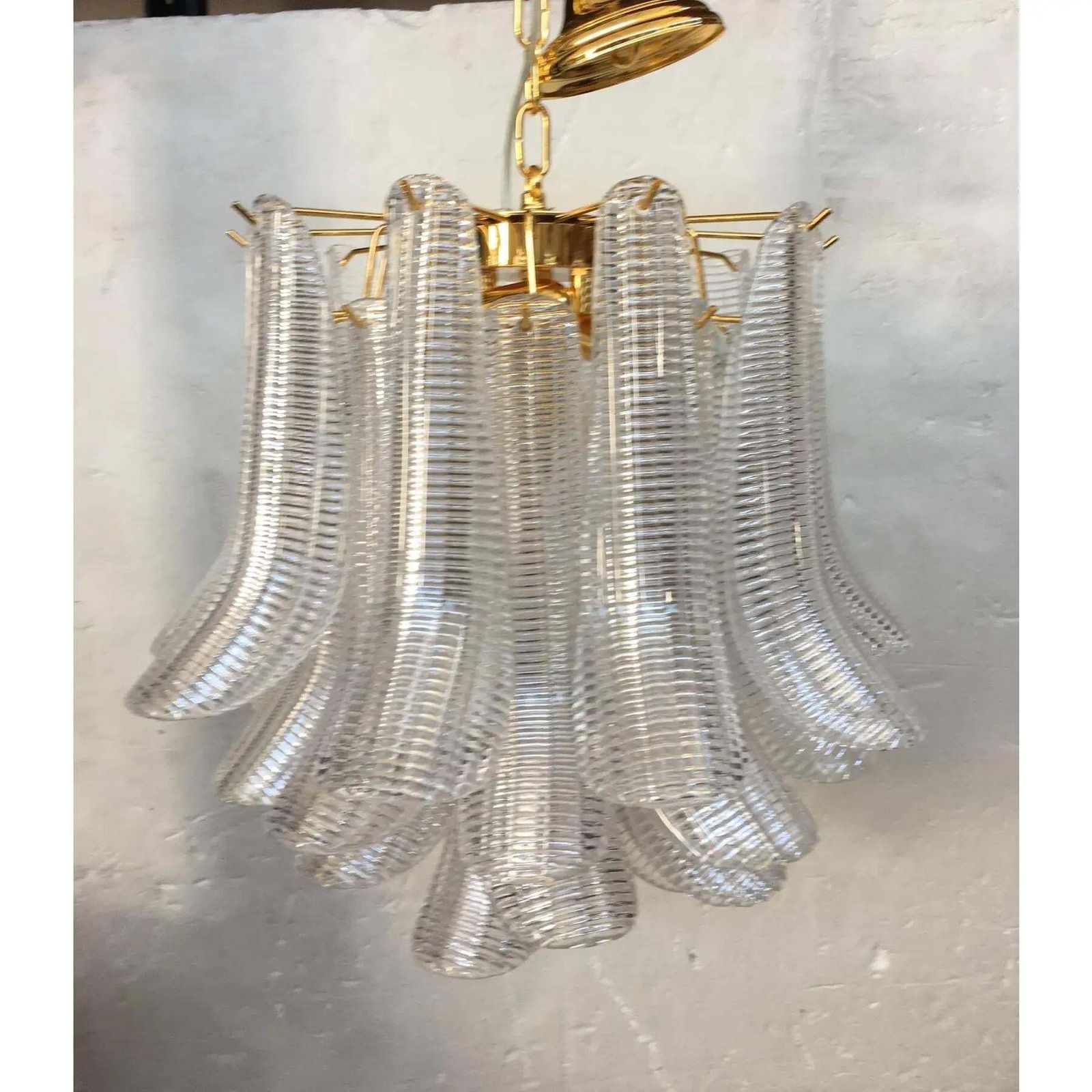 Sculptural Pair Of Mazzega Style Murano Glass Selle Chandeliers Lot Of 2 photo vintage