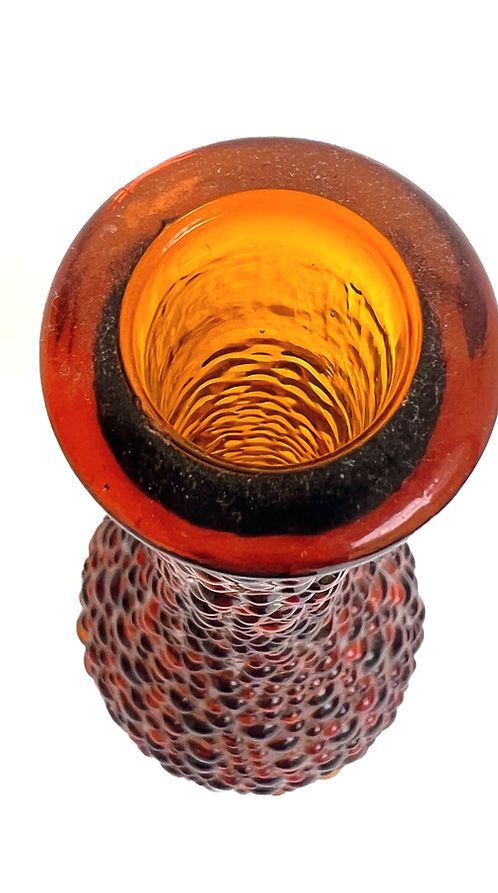 Mid Century Italian Bubble "Genie" Bottle In Amber Glass 1960s photo for sale