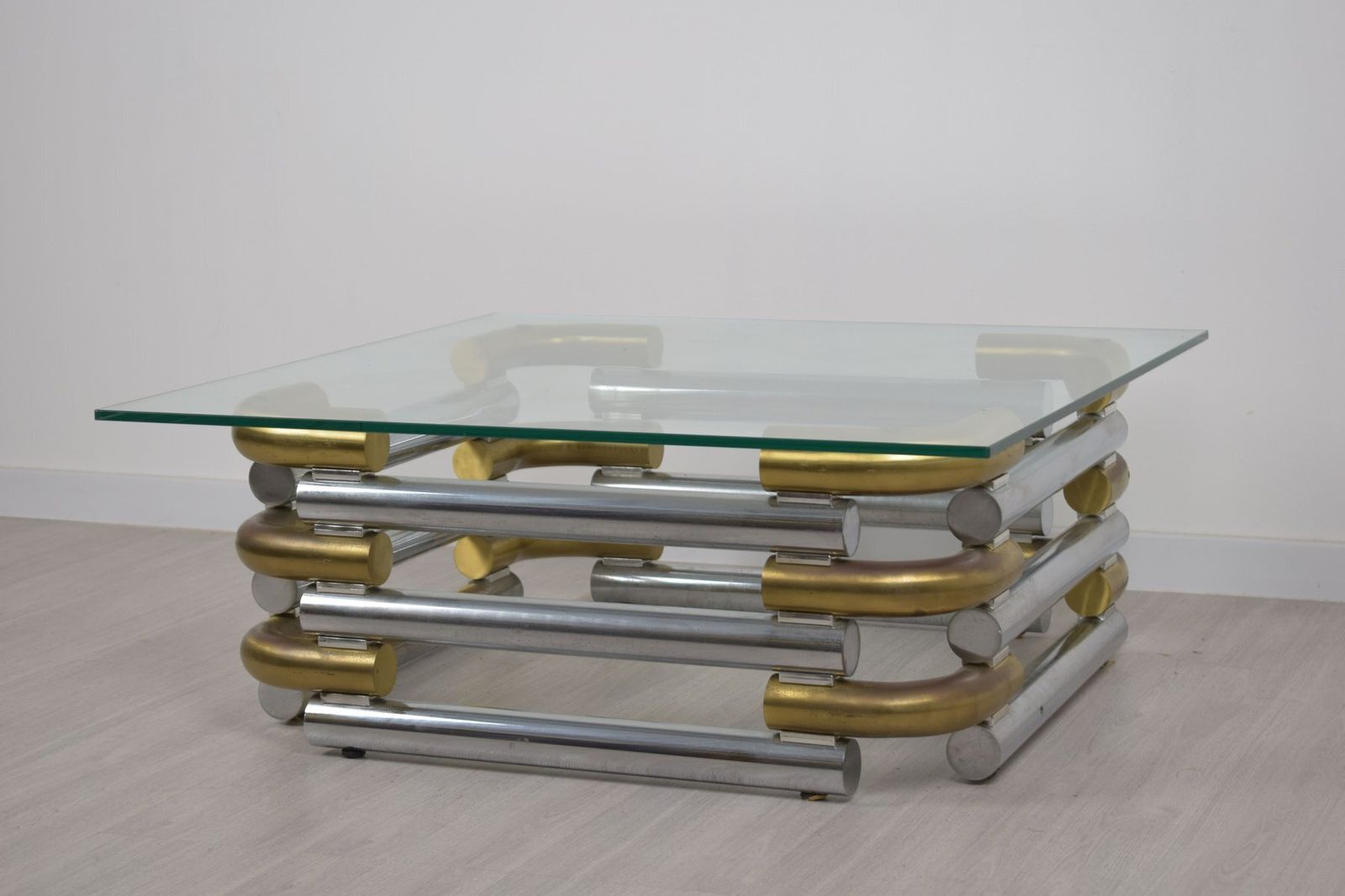 Brass And Steel Coffee Table, Italy, 1970 photo Furniture