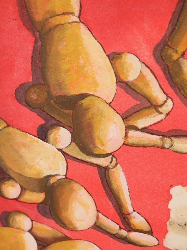 Derek Carruthers (1935–2021) – Untitled (Central Figure Surrounded By Mannequins) – Original Watercolour, Signed photo 850.0