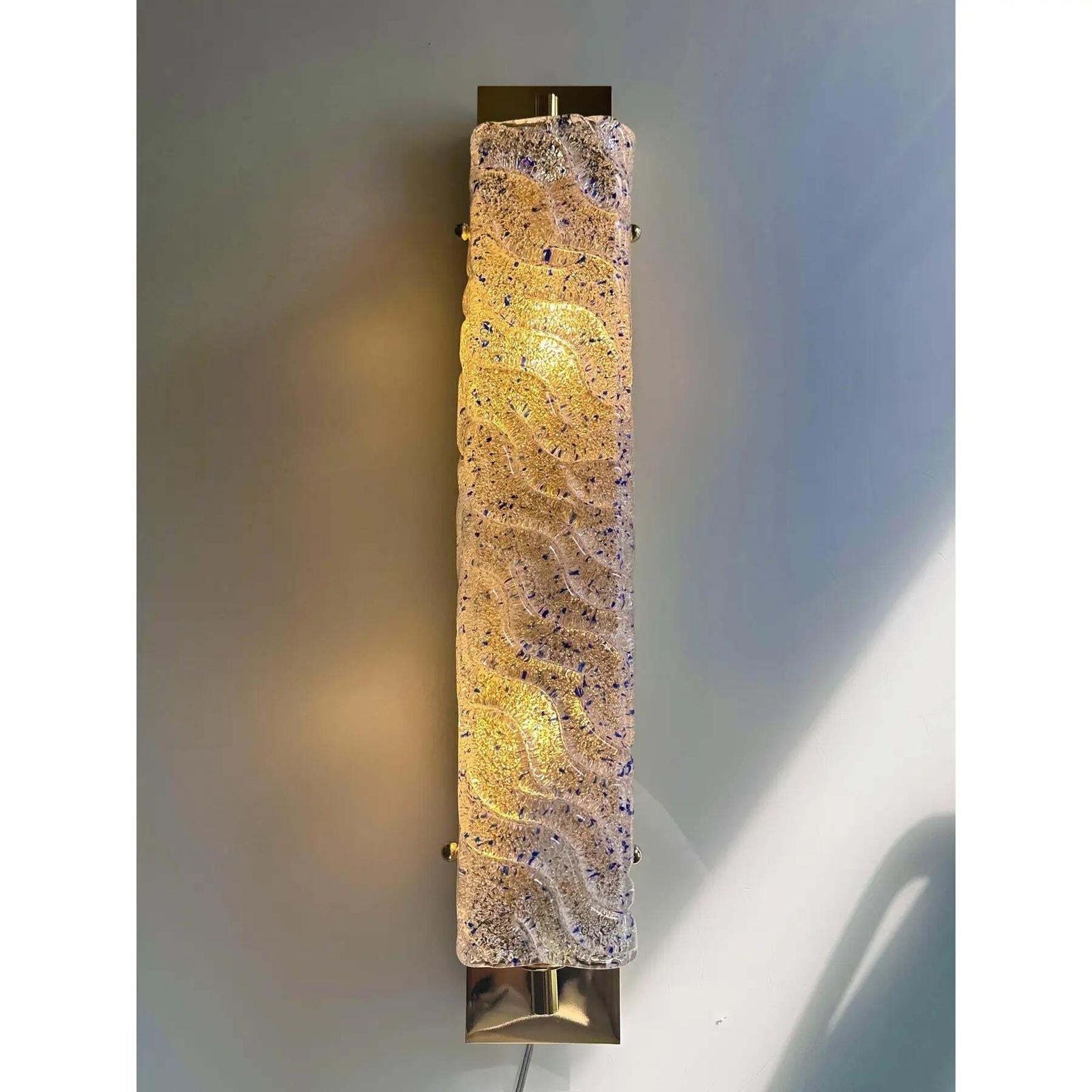 Gold Murano Glass Wall Sconces With Blue “Graniglia” Detail – Set Of Four photo Lighting