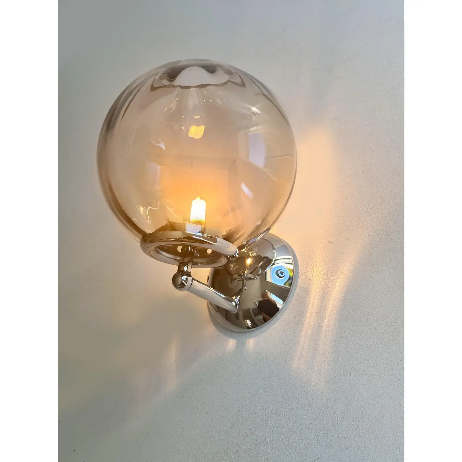 Italian Contemporary Smoked Fumè Murano Glass Sphere Sconces — Set Of 4 photo for sale