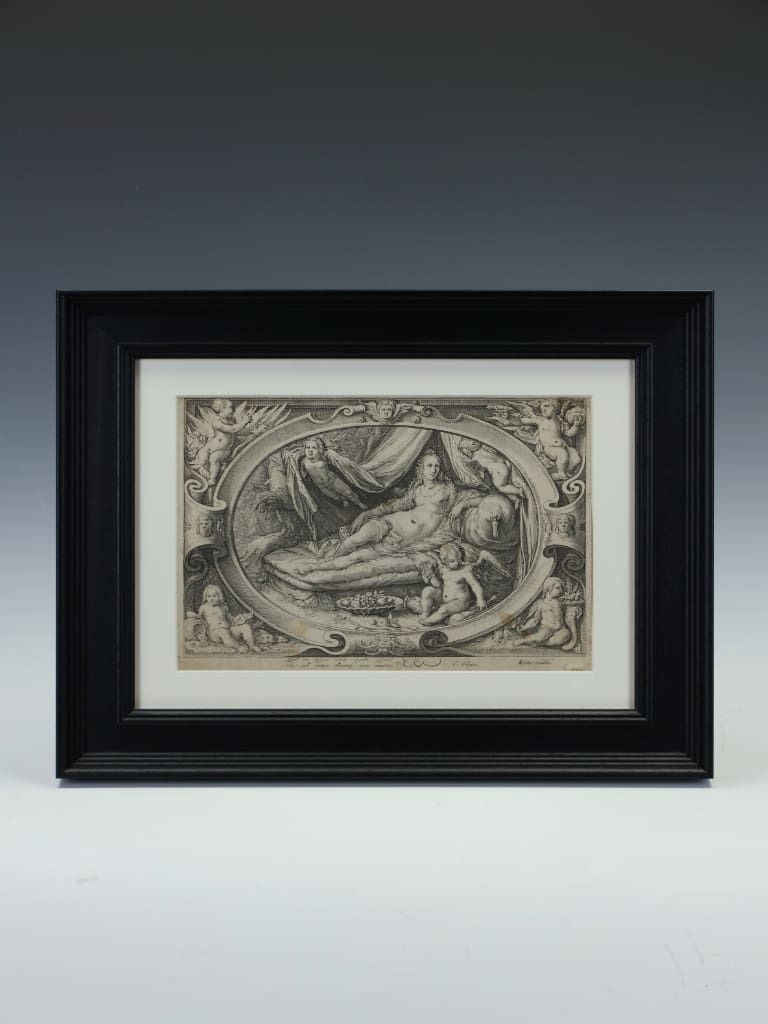 17th Century Mannerist Engraving: Venus & Cupid By Jan Saenredam (After Goltzius)