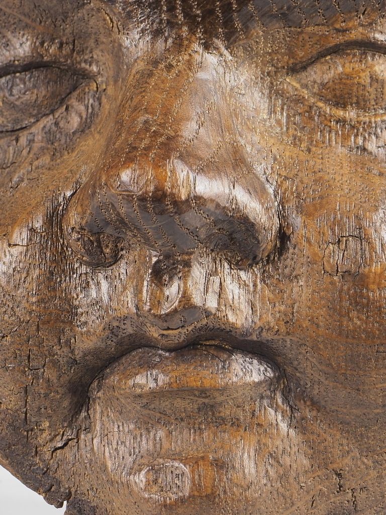 Antique Carved Oak Cherub Head Wall Hanging photo for sale