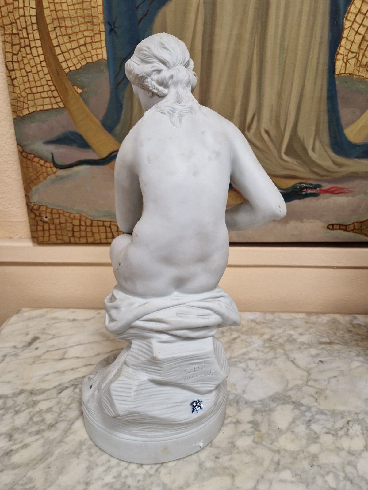 Antique French Diane Bathing Sculpture In Biscuit Attb Falconet photo 425.0