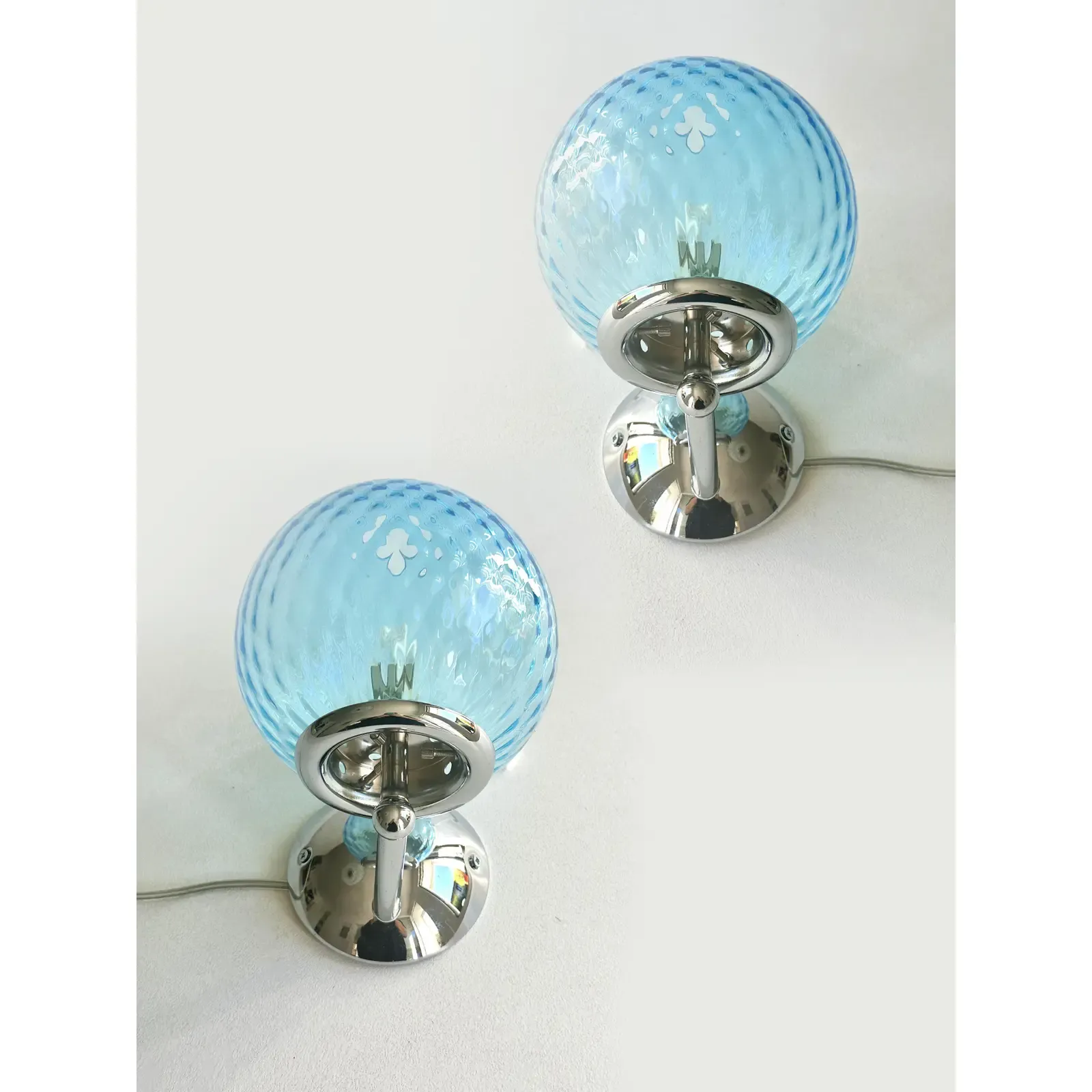 Sculptural Light Blue “Ballotton” Murano Glass Wall Sconces — Lot Of 4 photo for sale