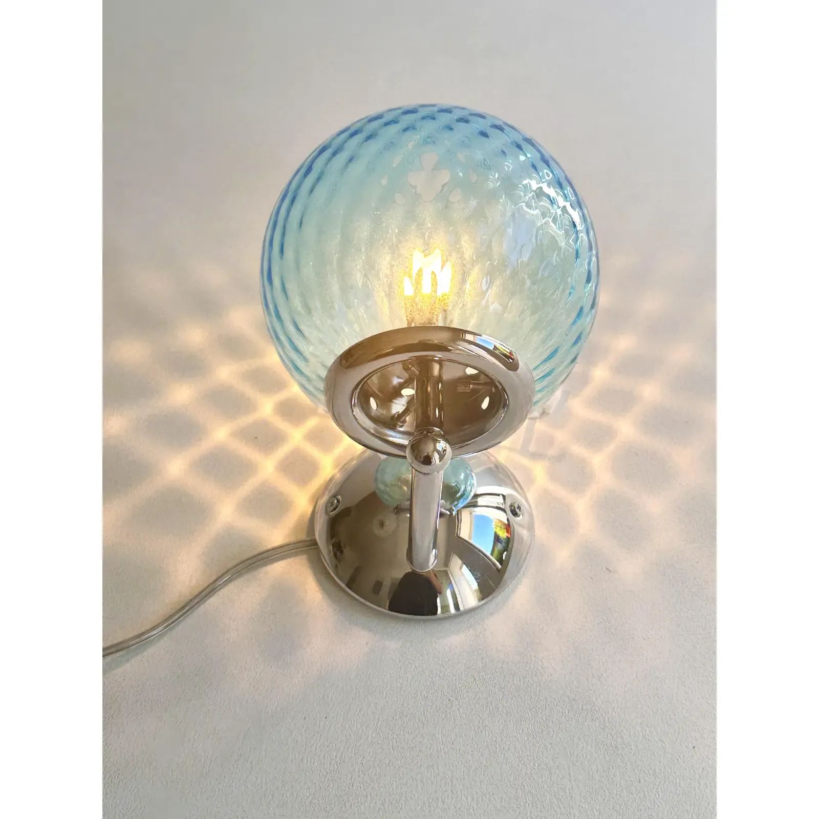 Sculptural Light Blue “Ballotton” Murano Glass Wall Sconces — Lot Of 4 photo vinterior