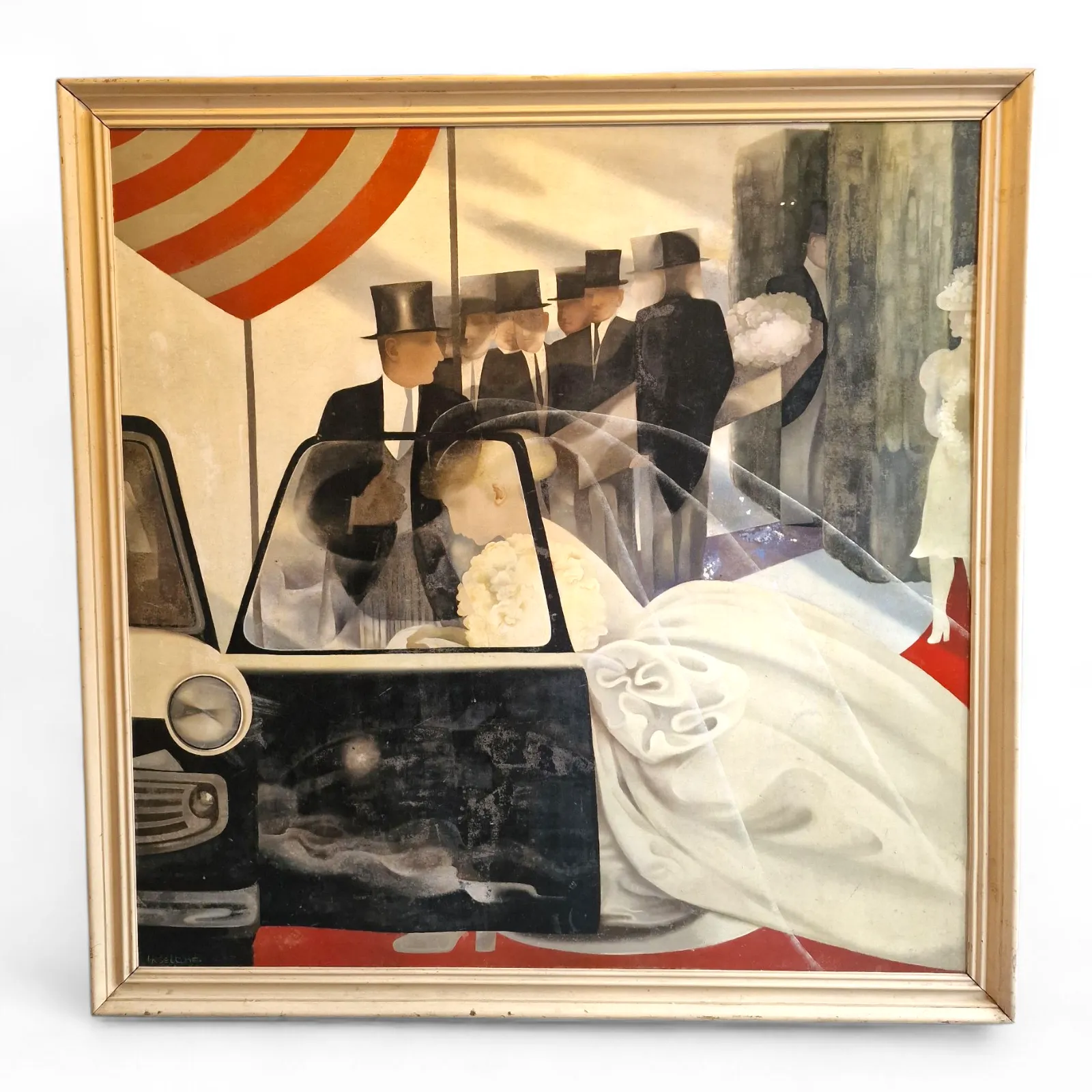 Julia Heseltine, Magnificent Huge Statement Original Oil Painting, Exhibited At The Royal Academy, The Bride And The Mourners 1980.
