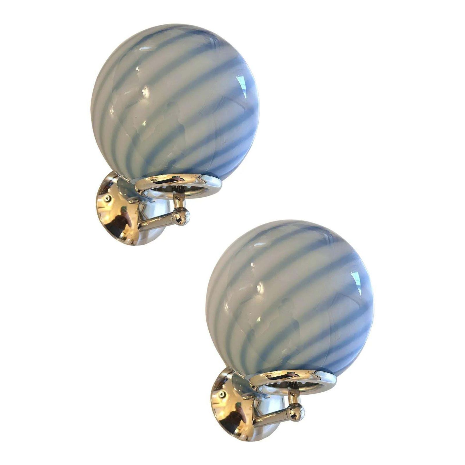 Lot Of 4 Contemporary Blue Swirl “Rods” Murano Glass Wall Sconces photo furniture