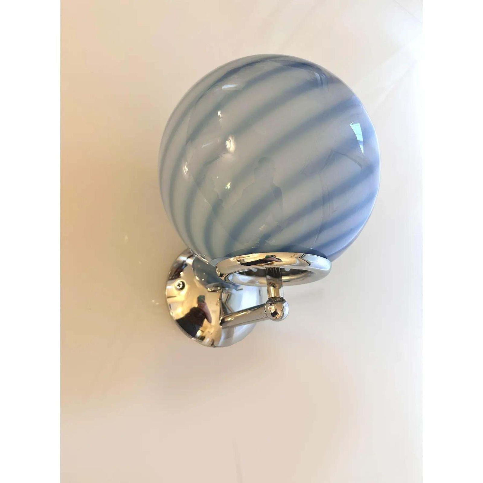 Lot Of 4 Contemporary Blue Swirl “Rods” Murano Glass Wall Sconces photo Lighting