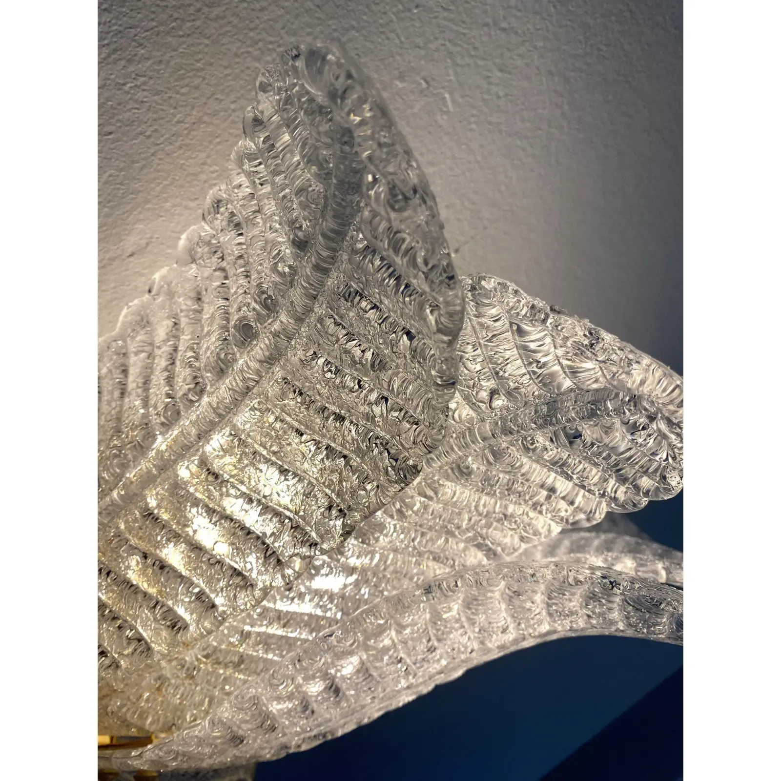 photo furniture Contemporary Venetian Transparent Graniglia “Leaf” Murano Glass Wall Sconces — Set Of Four