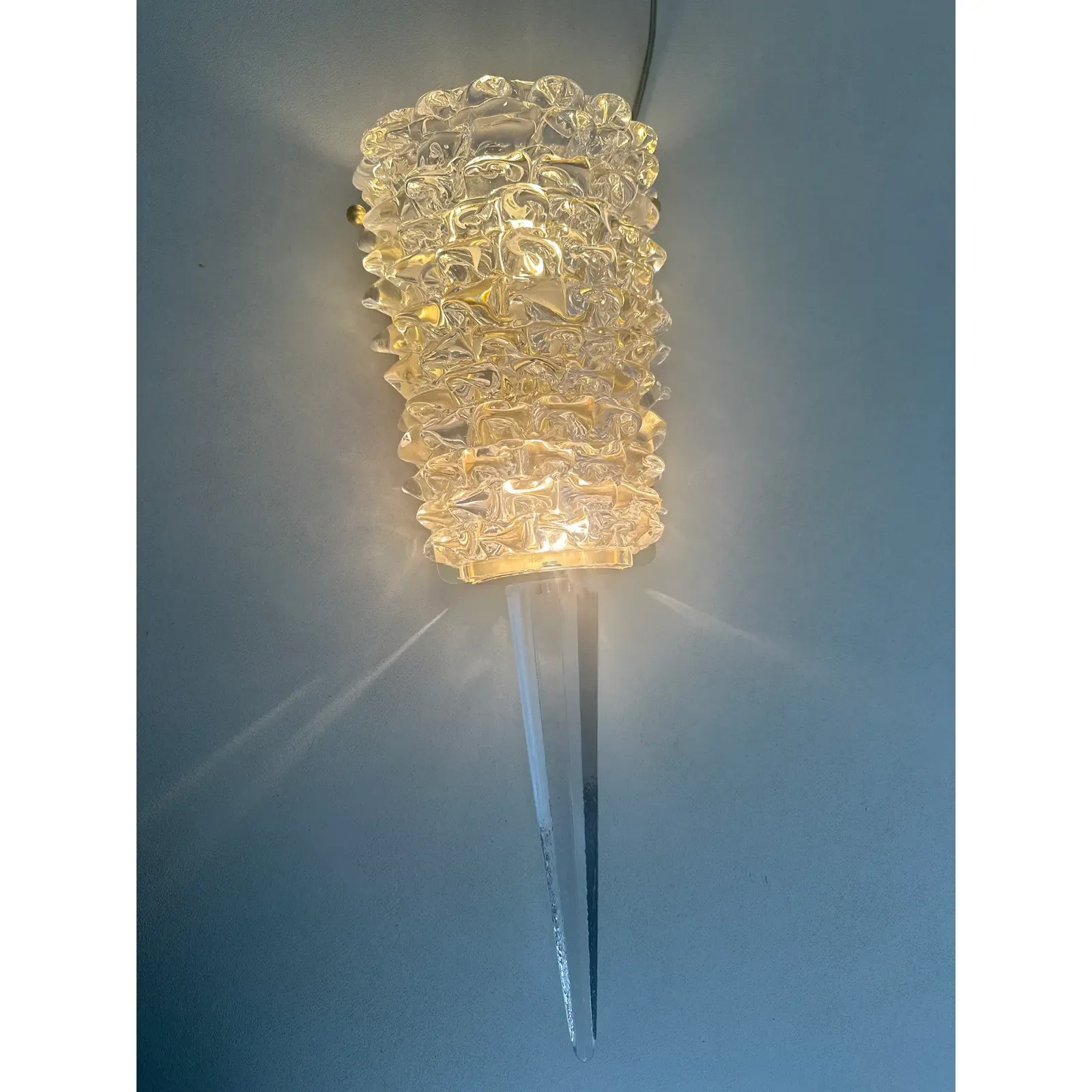 Handcrafted Clear Rostrato Murano Glass Wall Light— Lot Of 4 Rostrato Wall Sconces photo 11844.0