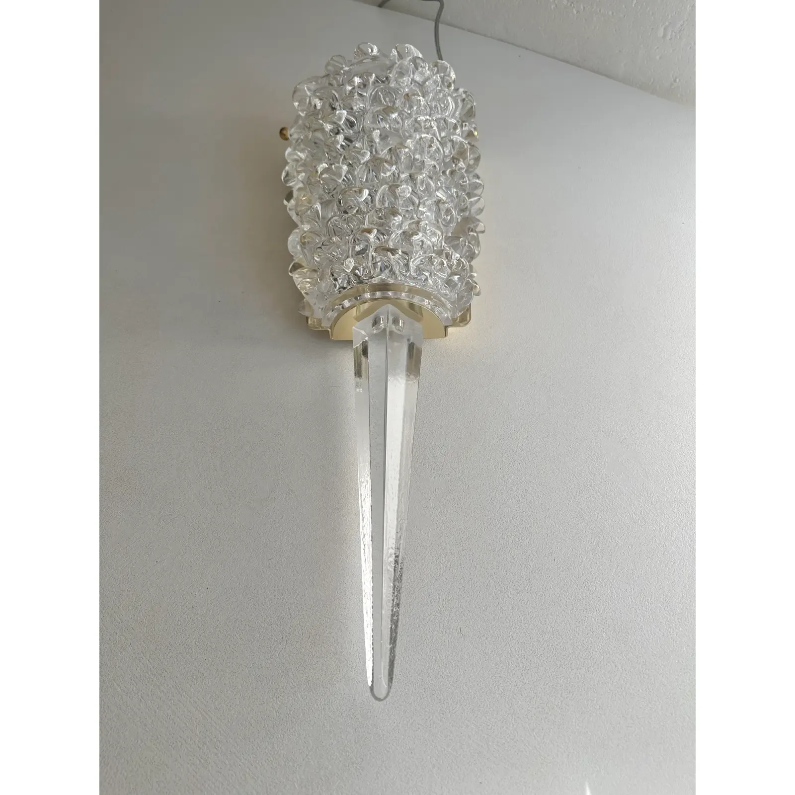 Handcrafted Clear Rostrato Murano Glass Wall Light— Lot Of 4 Rostrato Wall Sconces photo vinterior