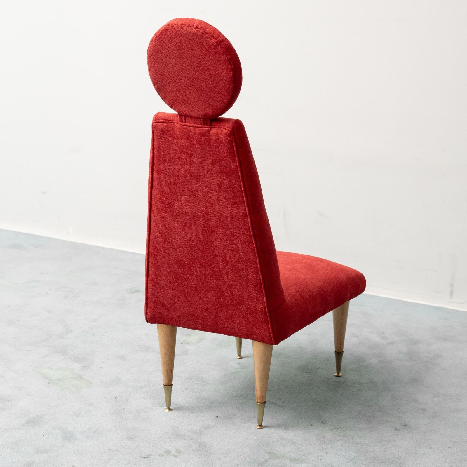 Vintage High Back Chair In Red Fabric, 1960s Design, Modern Antiques photo 216.0