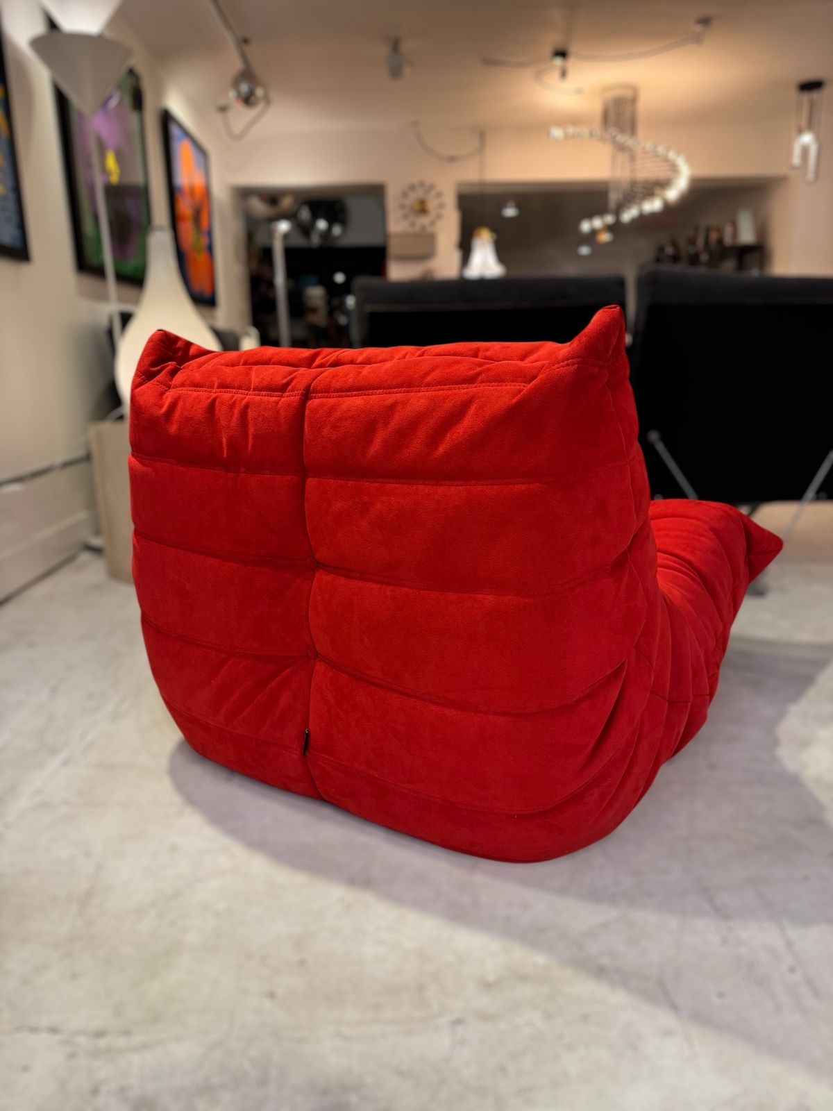 Set Of Red Alcantara Togo Fireside Chair & Ottoman By Michel Ducaroy For Ligne photo vinterior
