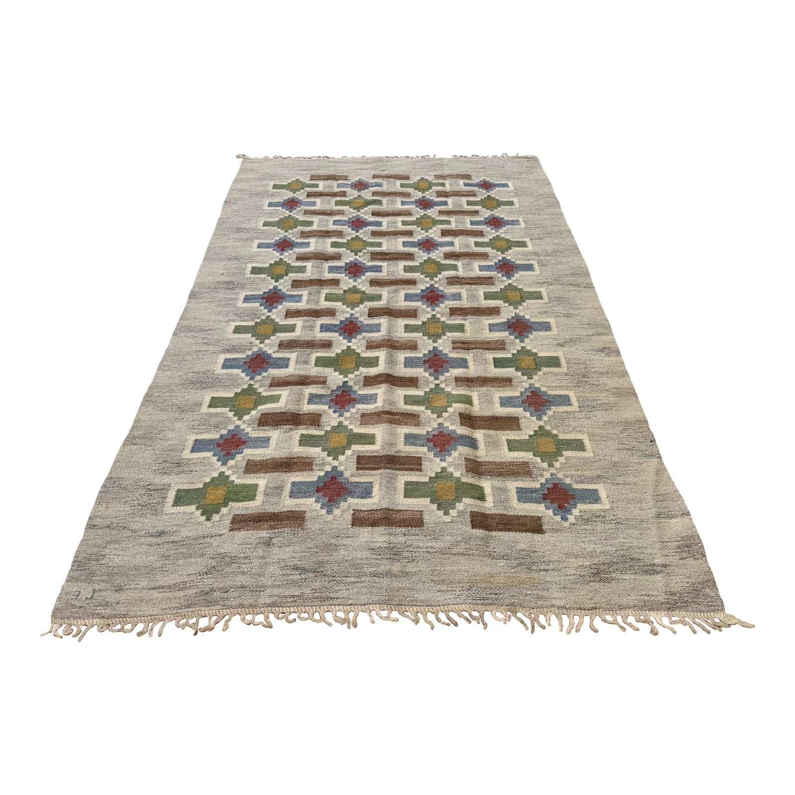 1950s Large Swedish Rollakan Flat Weave Rug By Judith Johansson photo furniture