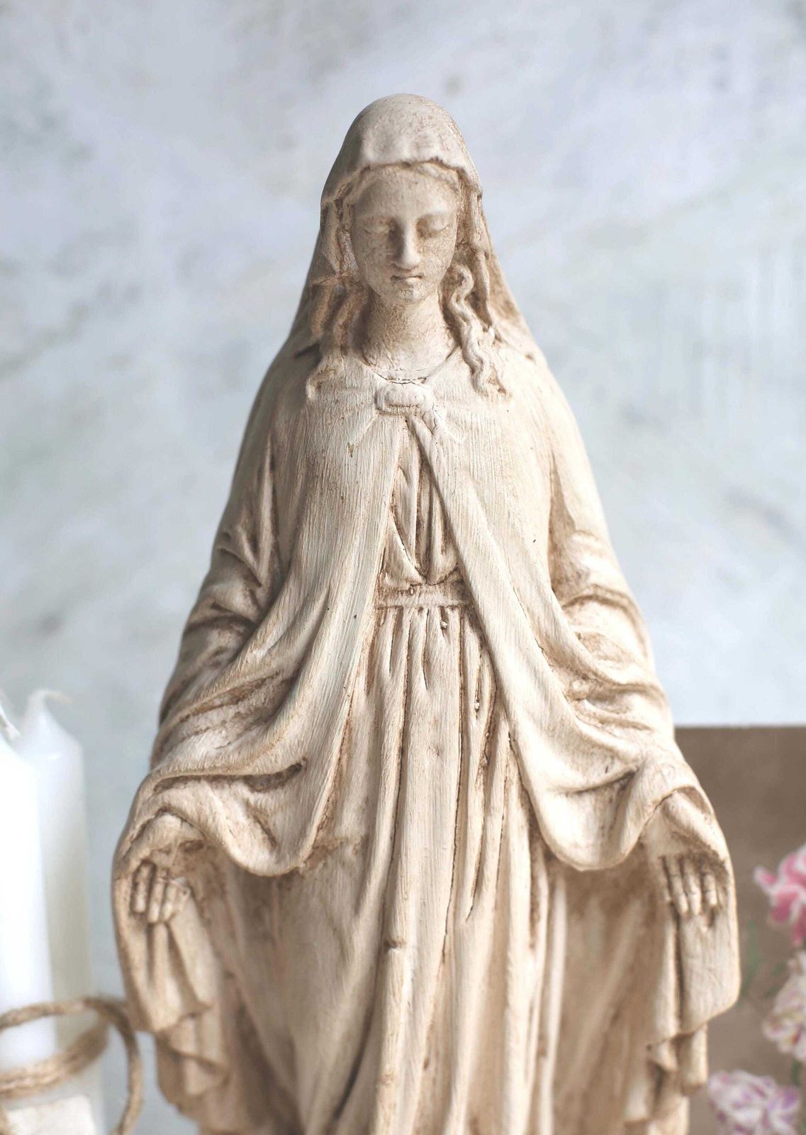 Antique French Mary Statue Small Miraculous Virgin Statue Madonna photo vinterior