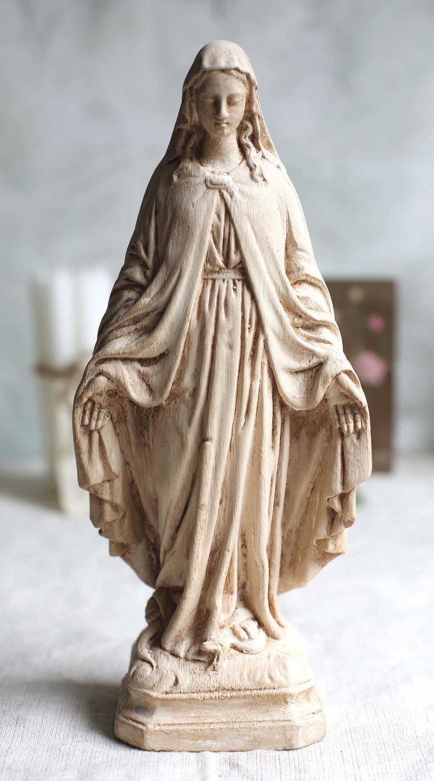 Art Antique French Mary Statue Small Miraculous Virgin Statue Madonna photo