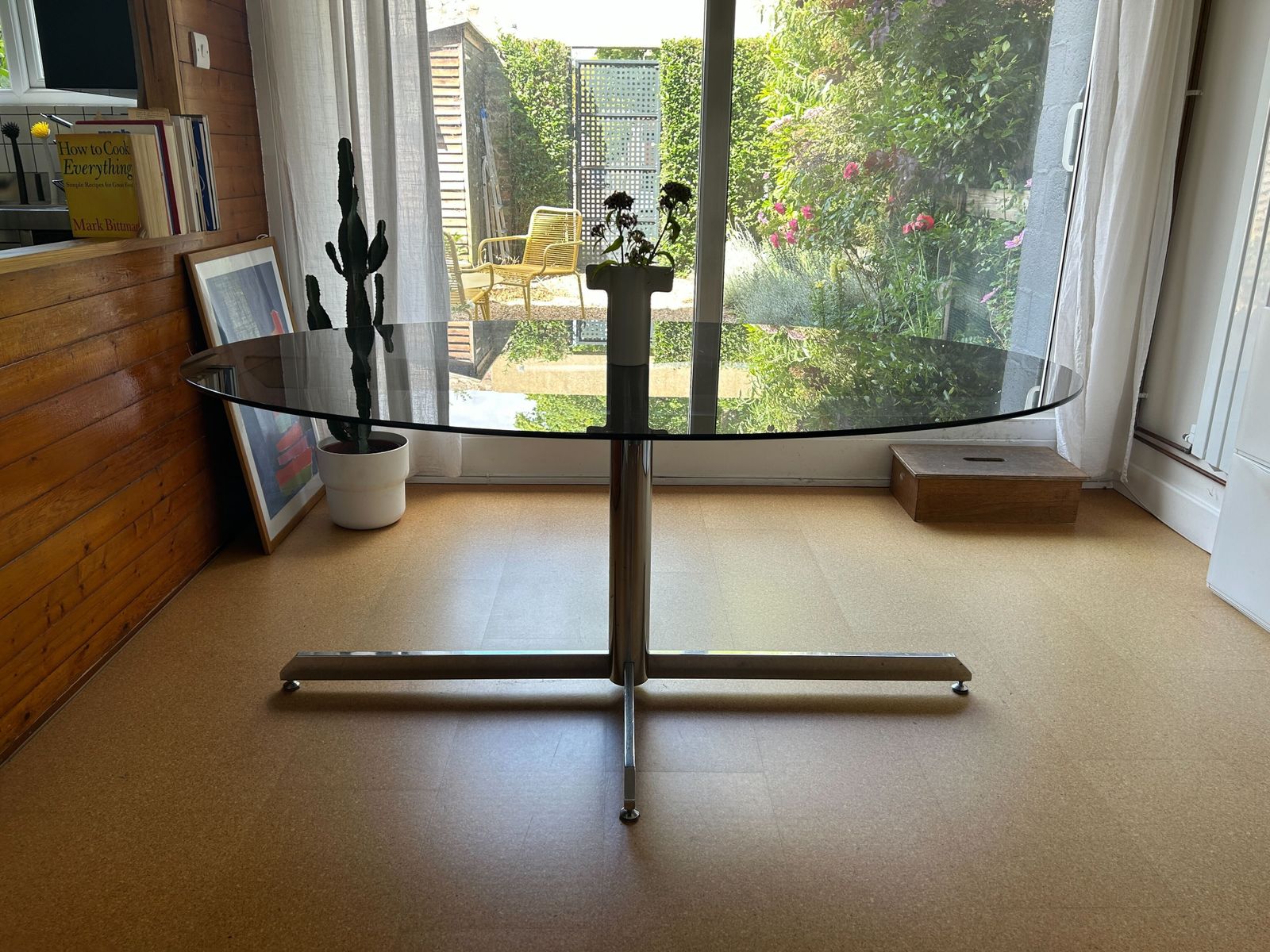 Mid Century Florence Knoll For Roche Bobois Chrome And Glass Dining Table photo furniture