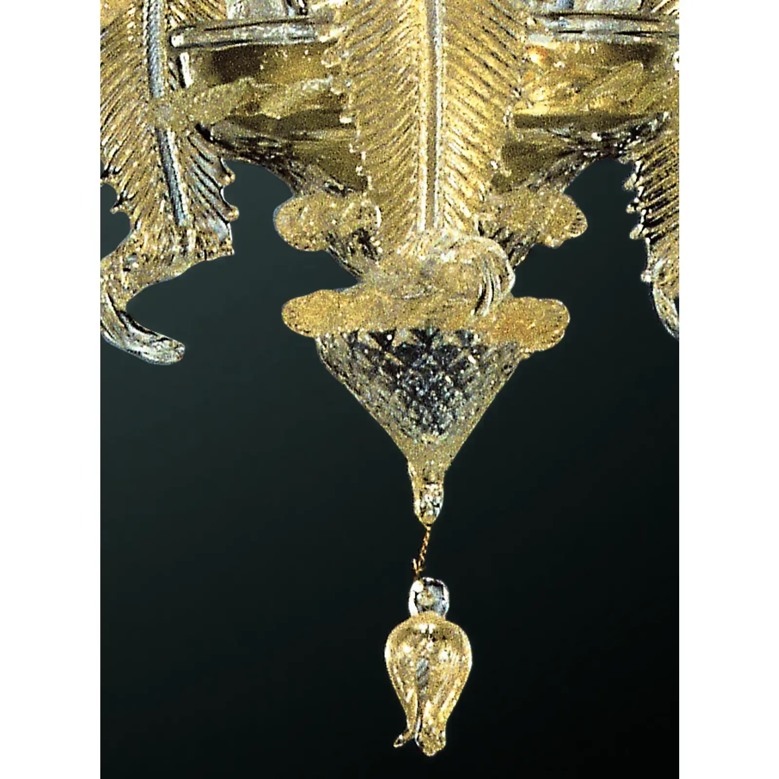 Luxury Venetian Floreal Gold Leaf Murano Glass Chandelier — Hand Blown photo for sale