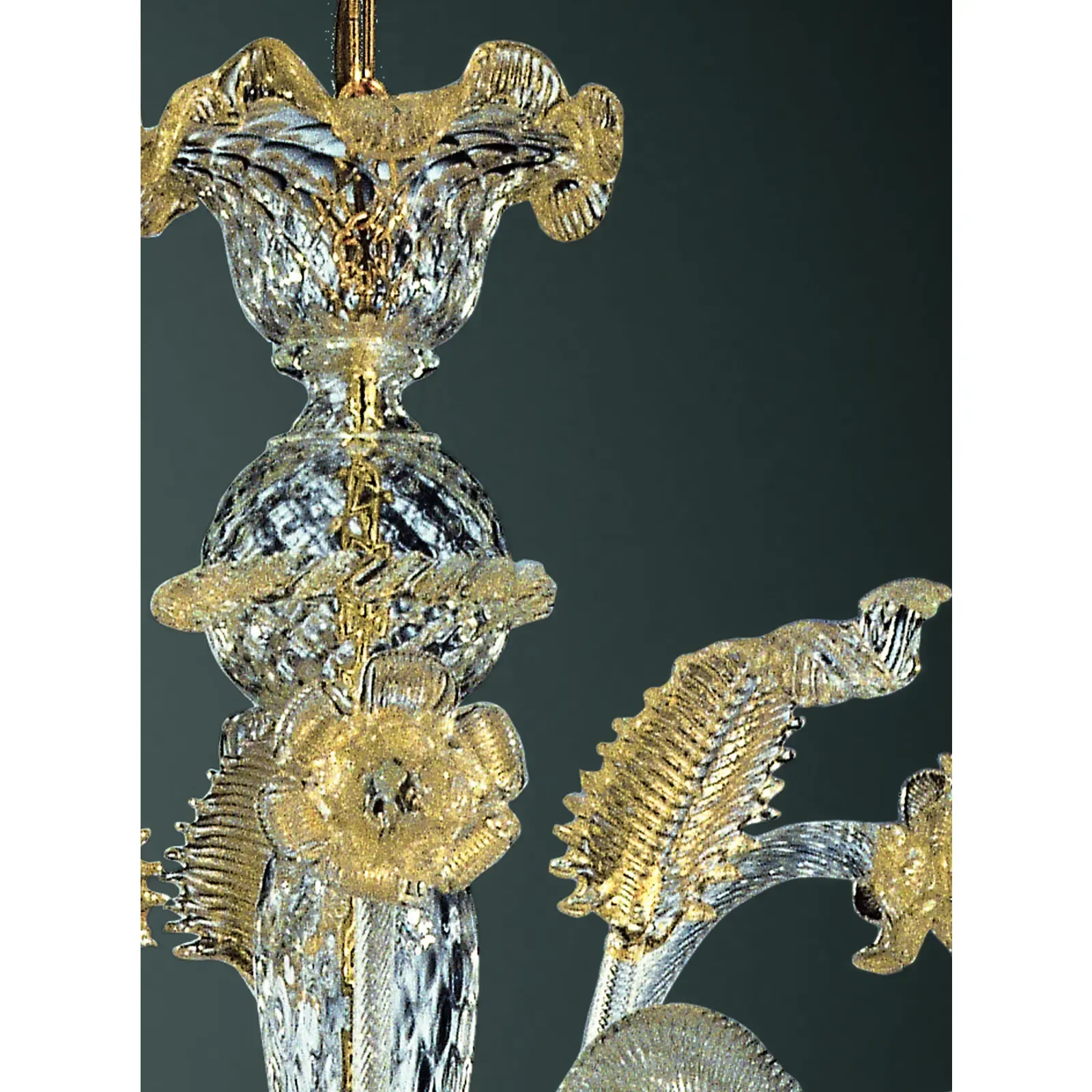Luxury Venetian Floreal Gold Leaf Murano Glass Chandelier — Hand Blown photo Lighting