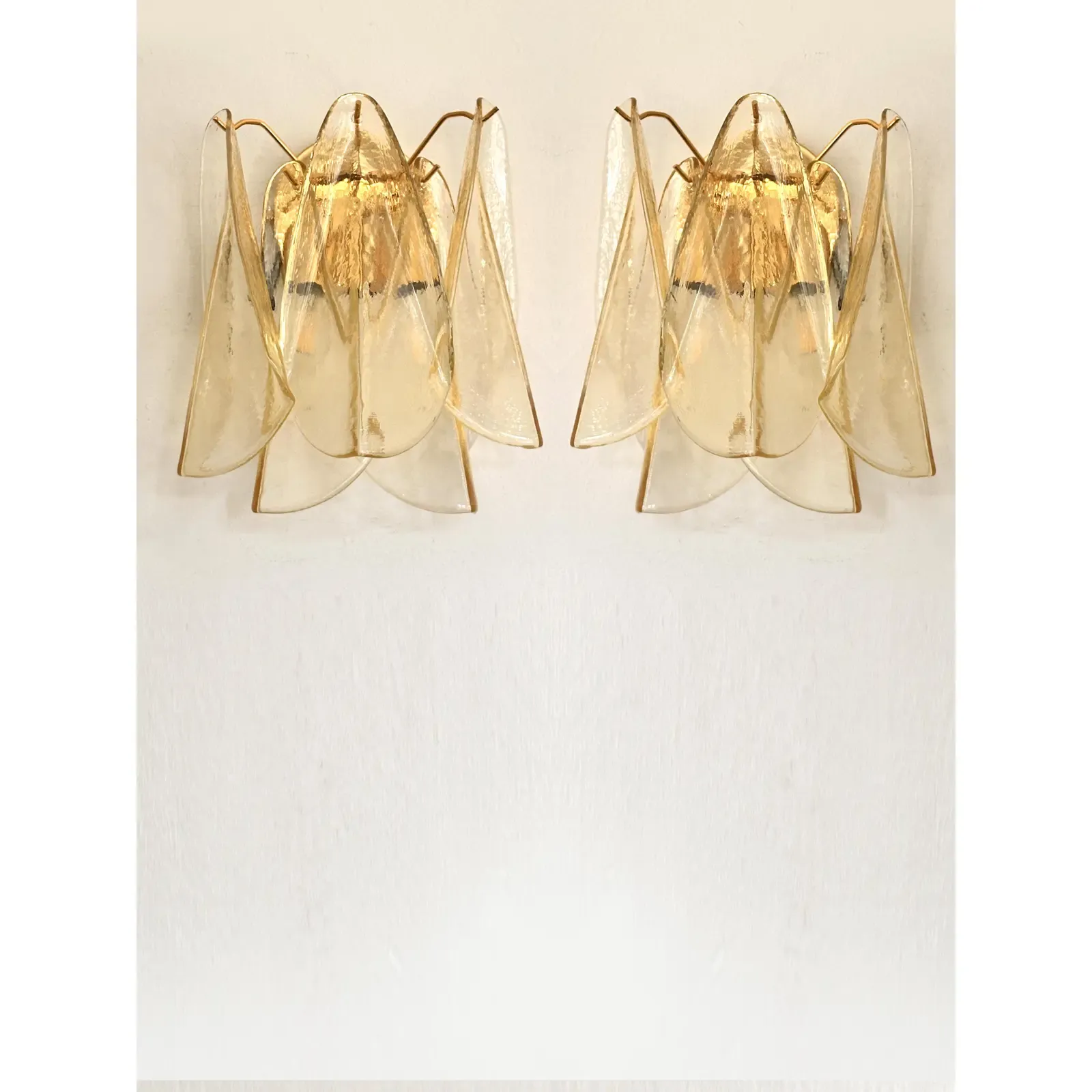 Mazzega Style Amber “Rondini” Murano Glass Gold Wall Sconces — Set Of 4 photo buy