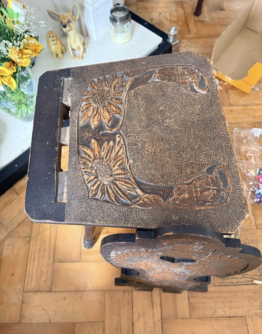 150.0 Sunflower Oak And Fruitwood Arts And Crafts Hall Chair photo