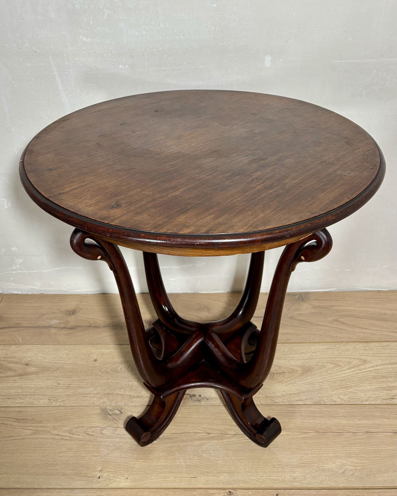 Art Nouveau Oak Pedestal Side Table, Early 20th Century photo for sale