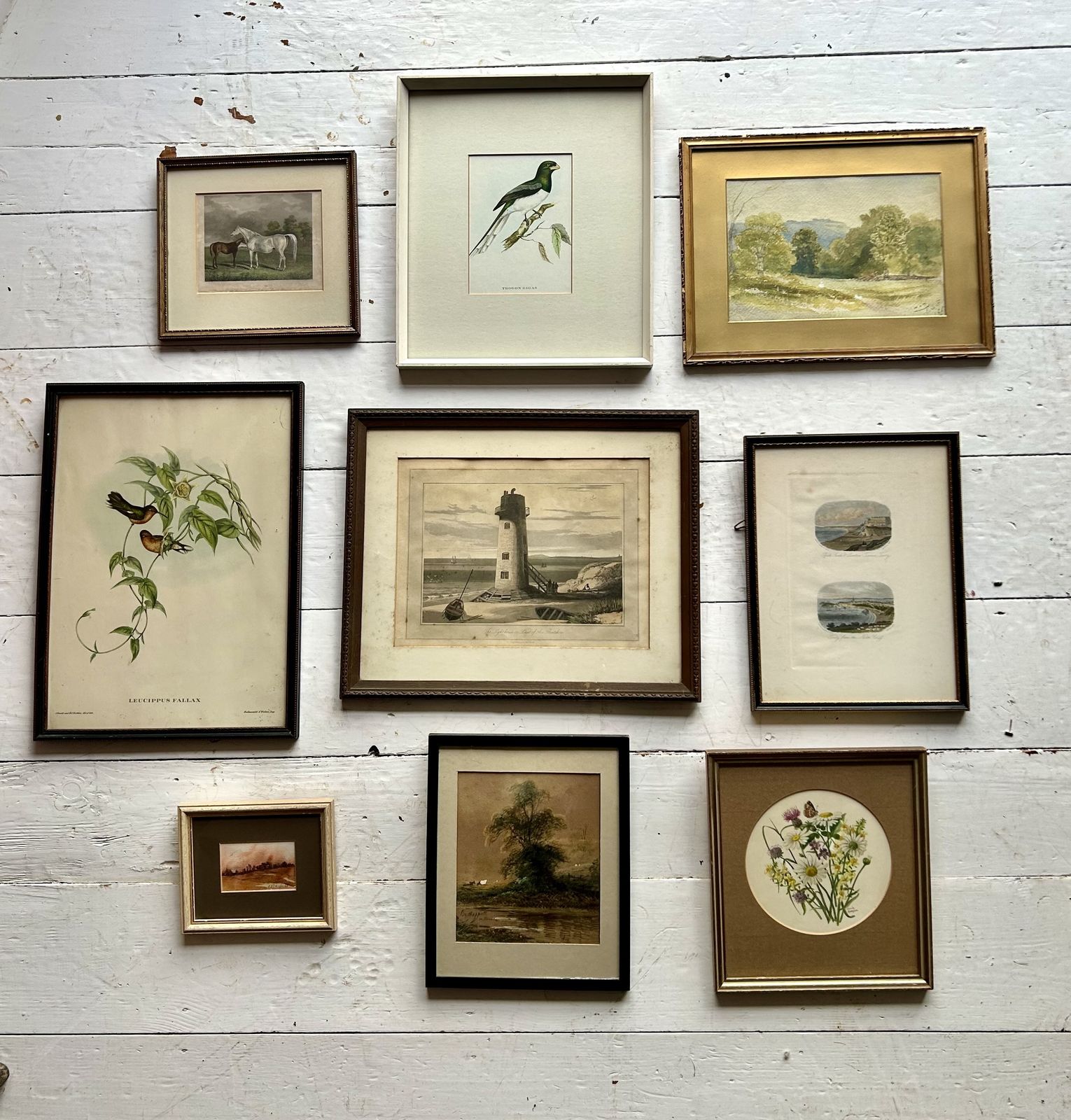 Collection Of 9 Antique & Vintage Framed Pictures