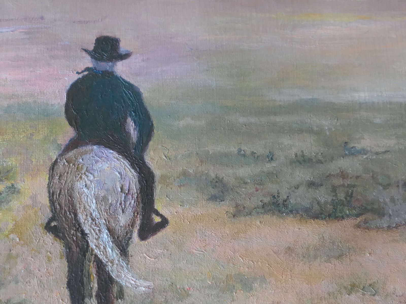 Oil Painting On Board “Prairie Rider” By Virginia Stirman Framed And Mounted Oil Painting photo 450.0
