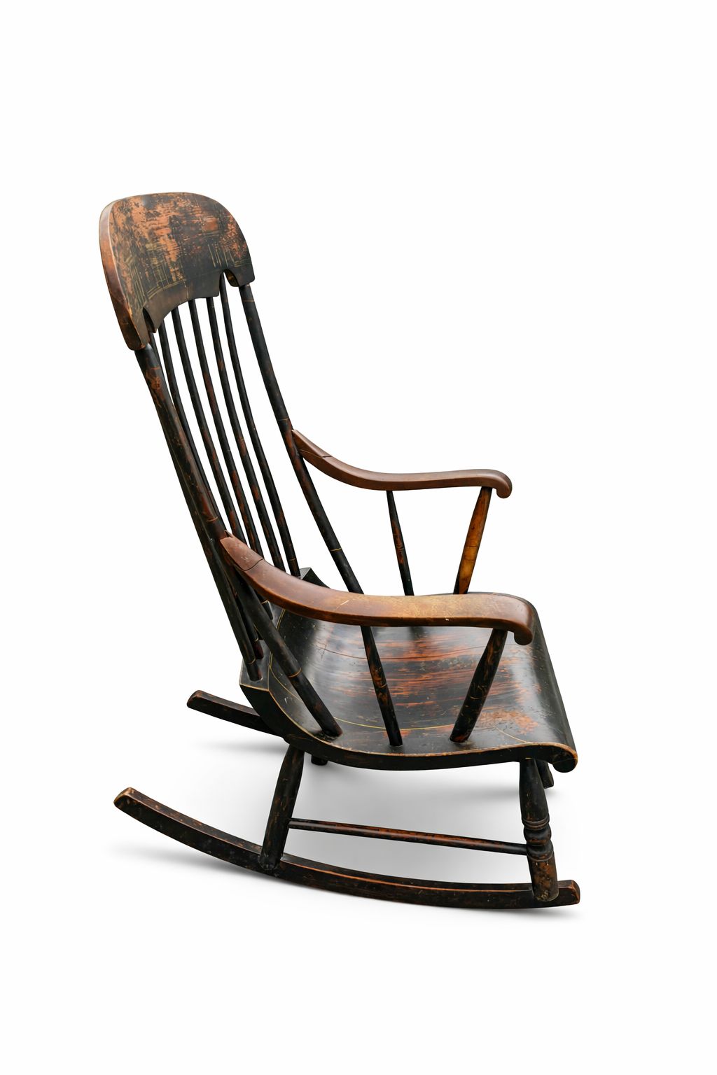Antique Boston Rocking Chair With Gilded Illustrations C. 1820 photo Furniture