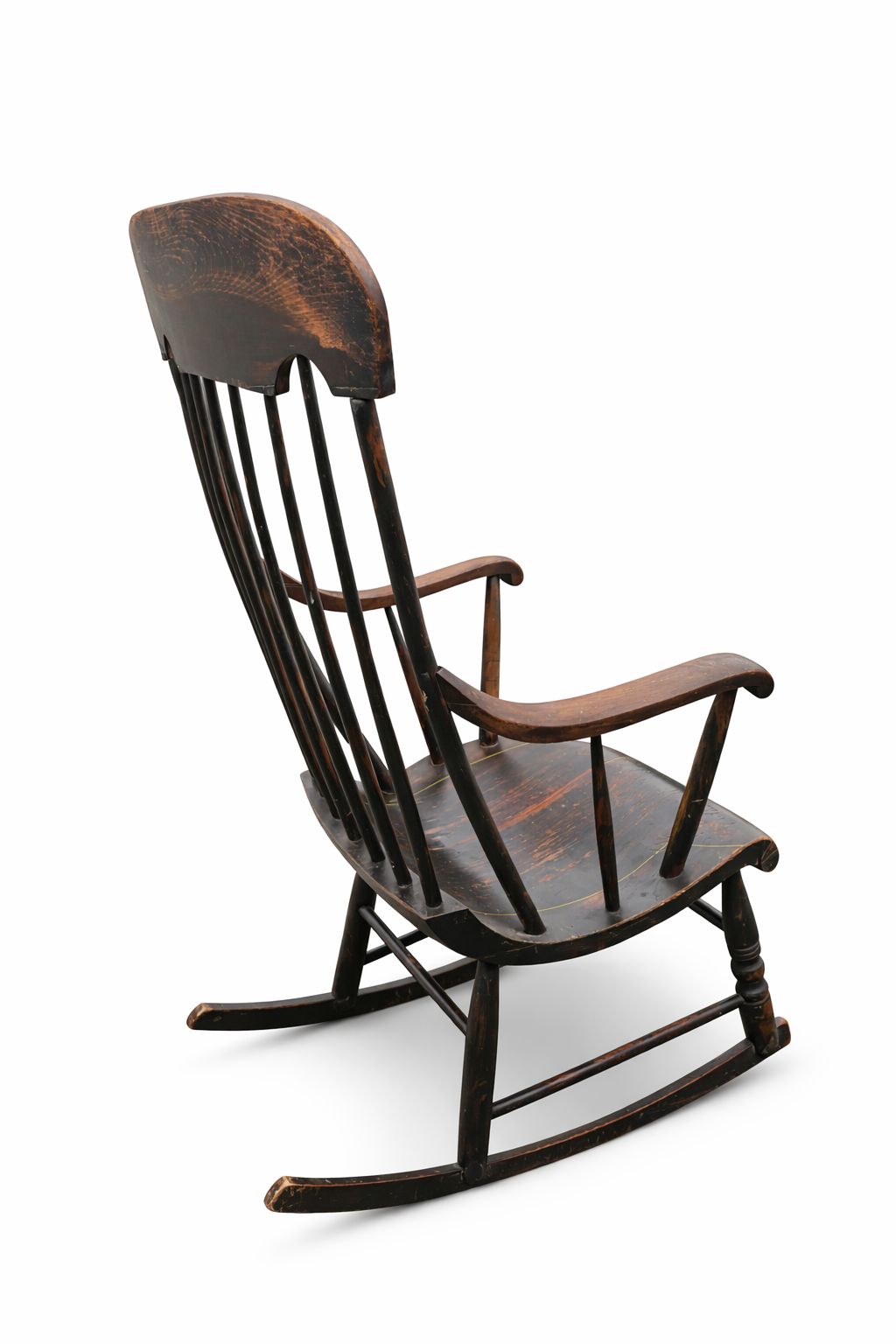 Antique Boston Rocking Chair With Gilded Illustrations C. 1820 photo vinterior