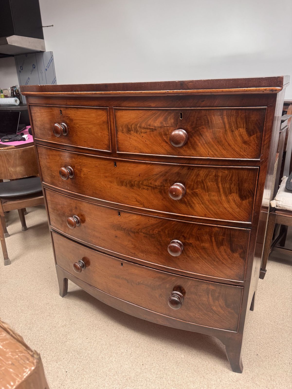 Regency Mahogany Bow Front Chest Of Drawers