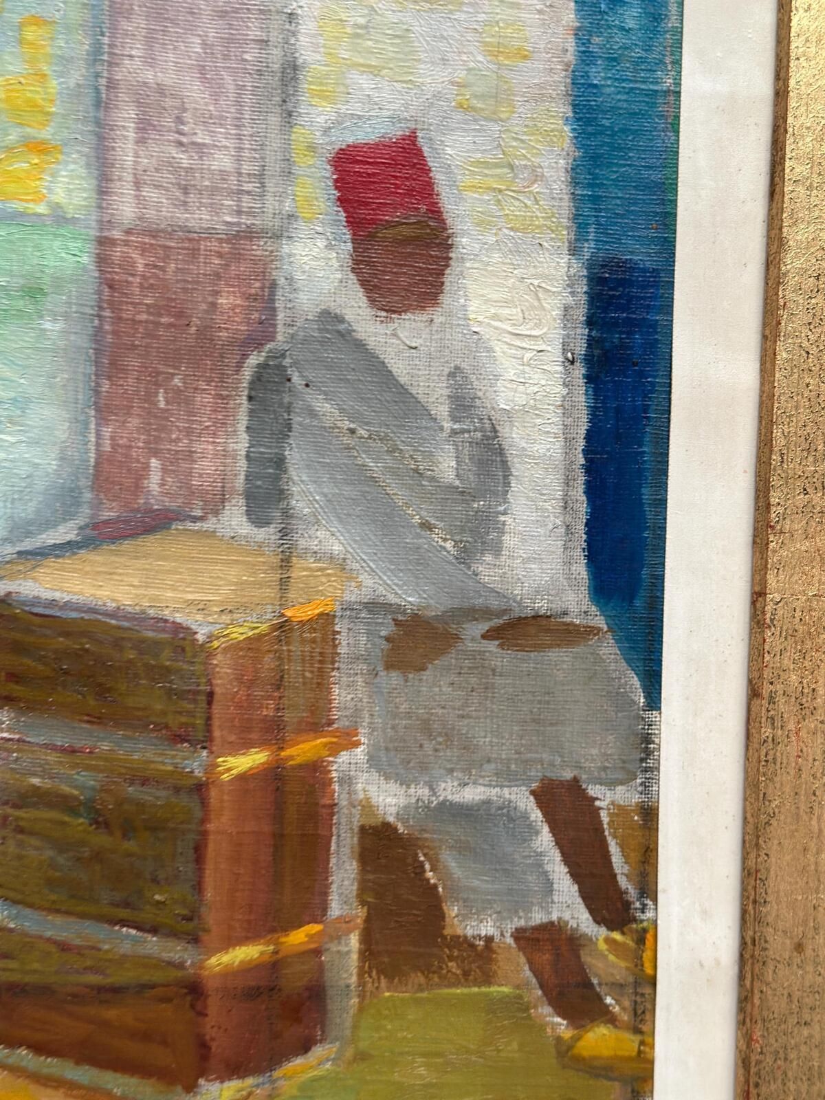 Original Mid Century Swedish Oil On Canvas – “På Gatan I Tetuan” By Olle Von Schewen Vintage & Framed 41 × 50 Cm (16.1" × 19.7") photo vintage