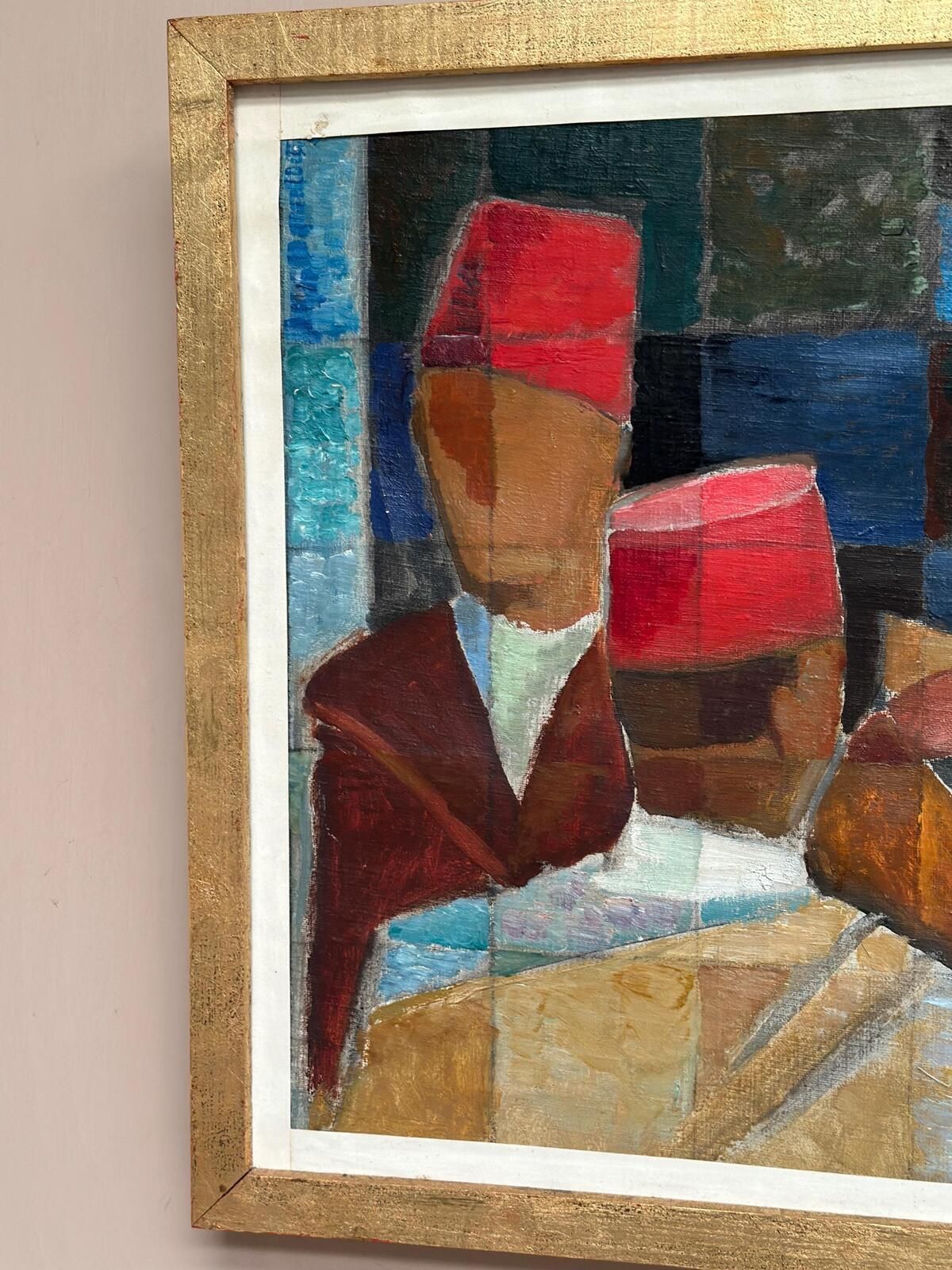 photo for sale Original Mid Century Swedish Oil On Canvas – “På Gatan I Tetuan” By Olle Von Schewen Vintage & Framed 41 × 50 Cm (16.1" × 19.7")
